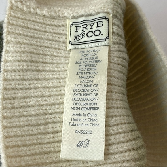 FRYE & CO Knit Pompom Stocking Winter Cap Hat Green & Cream Colorblock Dip Dye - Picture 7 of 9